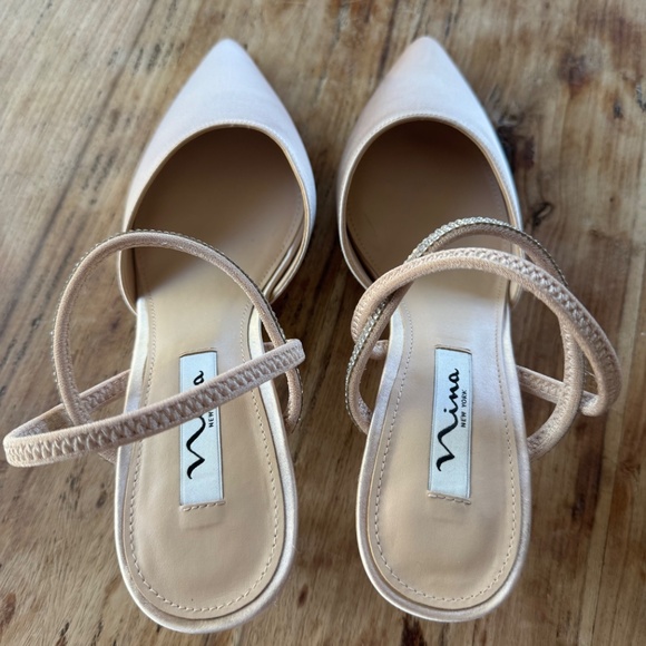 Nina pearl rose satin slingback pumps with crystal straps Sz 8 with box - Picture 12 of 13